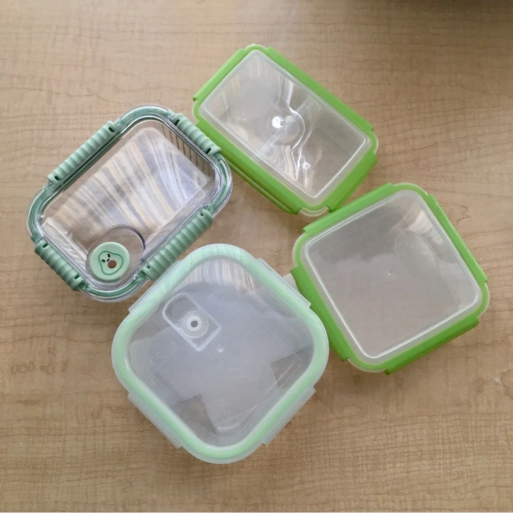 Bundle 4 Food Storage Containers Green | Two Glass, Two Plastic